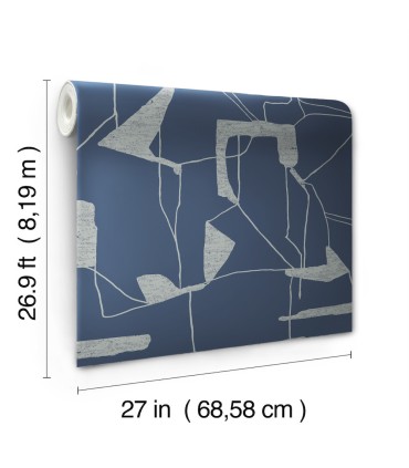 MD7112 - Navy and Silver Abstract Geo Wallpaper- Modern Metals 2