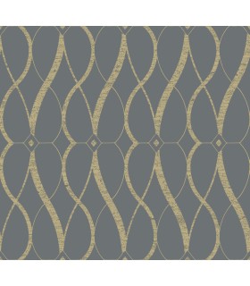 MD7176 - Smoke and Gold Graceful Geo Wallpaper- Modern Metals 2