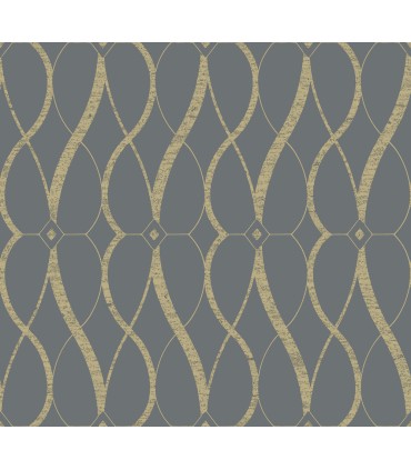 MD7176 - Smoke and Gold Graceful Geo Wallpaper- Modern Metals 2