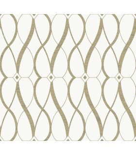 MD7171 - Cream and Gold Graceful Geo Wallpaper- Modern Metals 2