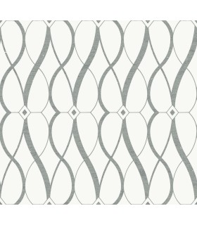 MD7173 - White and Silver Graceful Geo Wallpaper- Modern Metals 2