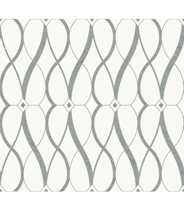 MD7173 - White and Silver Graceful Geo Wallpaper- Modern Metals 2