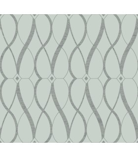 MD7172 - Blue and Silver Graceful Geo Wallpaper- Modern Metals 2