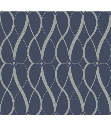 MD7174 - Navy and Silver Graceful Geo Wallpaper- Modern Metals 2