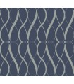 MD7174 - Navy and Silver Graceful Geo Wallpaper- Modern Metals 2