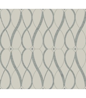 MD7175 - Beige and Silver Graceful Geo Wallpaper- Modern Metals 2