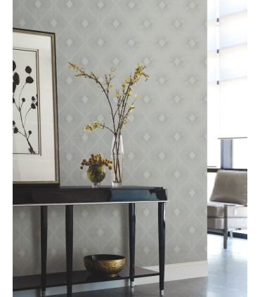 MD7132 -  Fog Grey and Silver Harlowe Wallpaper- Modern Metals 2