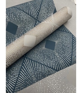 MD7131 -  Blue and Silver Harlowe Wallpaper- Modern Metals 2