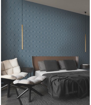 MD7131 -  Blue and Silver Harlowe Wallpaper- Modern Metals 2