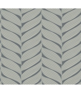 MD7163 - Charcoal & Silver Luminous Leaves Wallpaper- Modern Metals 2