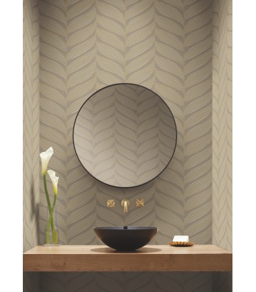MD7164 - Grey and Gold Luminous Leaves Wallpaper- Modern Metals 2