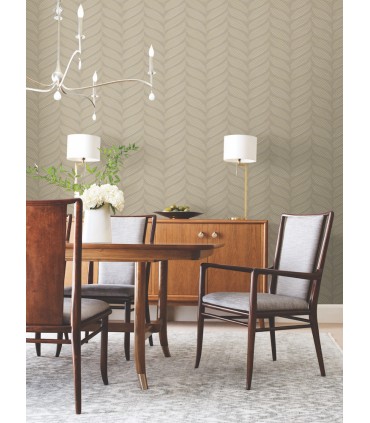 MD7164 - Grey and Gold Luminous Leaves Wallpaper- Modern Metals 2