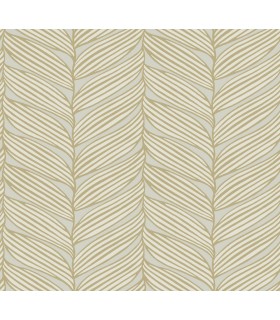 MD7162 - Nuetral and Gold Luminous Leaves Wallpaper- Modern Metals 2