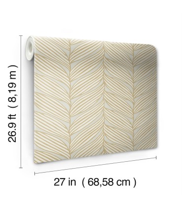 【7】フック 様 ♡foresttile♡ MD7162 - Nuetral and Gold Luminous Leaves Wallpaper- Modern