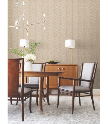 MD7161 - Blush and Gold Luminous Leaves Wallpaper- Modern Metals 2