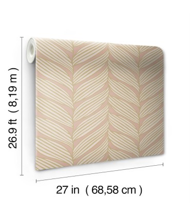 MD7161 - Blush and Gold Luminous Leaves Wallpaper- Modern Metals 2