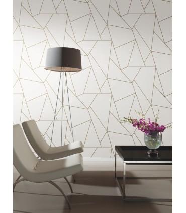 MD7182 - White & Gold Nazca Wallpaper - Modern Metals 2