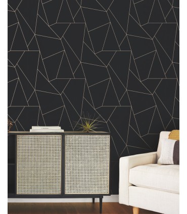 MD7181 - Black & Gold Nazca Wallpaper- Modern Metals 2
