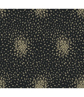 MD7102 - Black & Gold Petite Leaves Wallpaper- Modern Metals 2