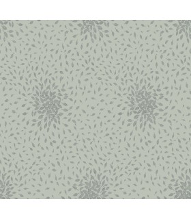 MD7104 - Green and Silver Petite Leaves Wallpaper- Modern Metals 2