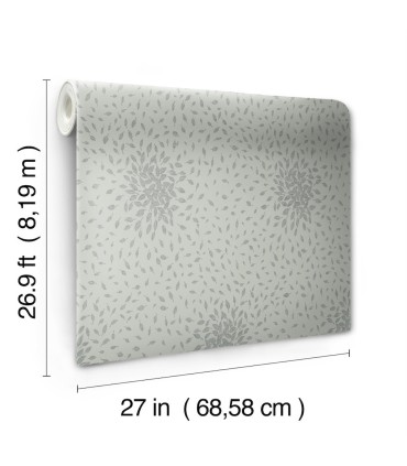 MD7104 - Green and Silver Petite Leaves Wallpaper- Modern Metals 2