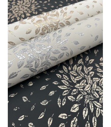MD7104 - Green and Silver Petite Leaves Wallpaper- Modern Metals 2