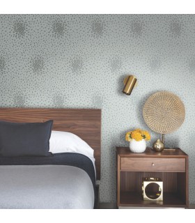 MD7101 - Blue and Silver Petite Leaves Wallpaper- Modern Metals 2