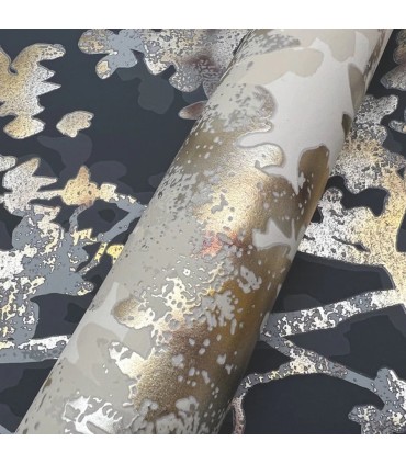 NW3580 - Black & Multi Shimmering Foliage Wallpaper-Modern Metals 2