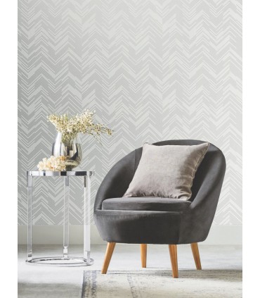 MD7223 - White & Silver Polished Chevron Wallpaper- Modern Metals 2