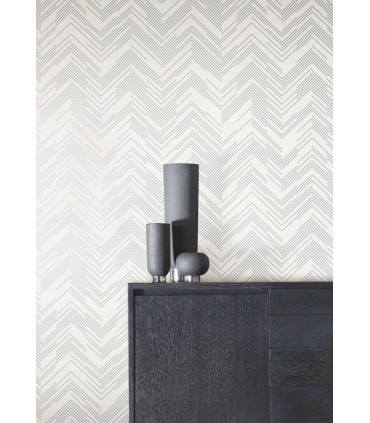 MD7223 - White & Silver Polished Chevron Wallpaper- Modern Metals 2