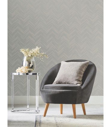 MD7227 - Taupe & Silver Polished Chevron Wallpaper- Modern Metals 2