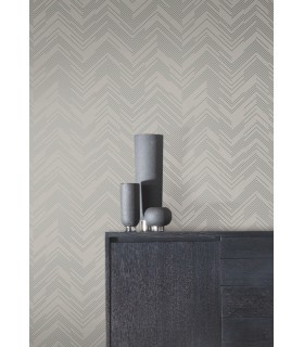 MD7227 - Taupe & Silver Polished Chevron Wallpaper- Modern Metals 2
