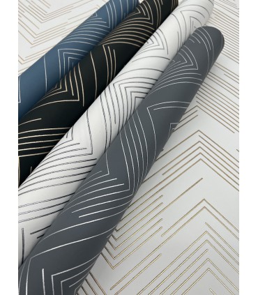 MD7224 - Blue and Silver Polished Chevron Wallpaper- Modern Metals 2