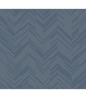 MD7224 - Blue and Silver Polished Chevron Wallpaper- Modern Metals 2