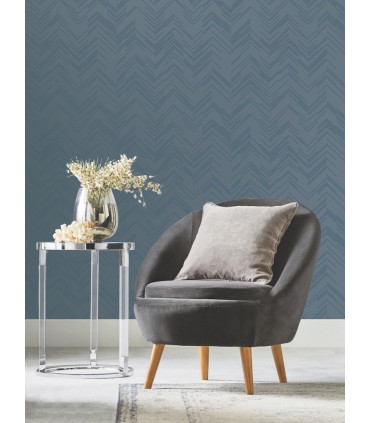 MD7224 - Blue and Silver Polished Chevron Wallpaper- Modern Metals 2
