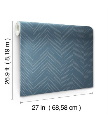 MD7224 - Blue and Silver Polished Chevron Wallpaper- Modern Metals 2