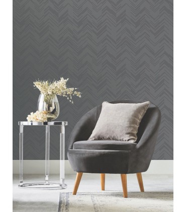 MD7226 - Charcoal and Silver Polished Chevron Wallpaper- Modern Metals 2