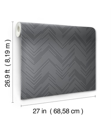 MD7226 - Charcoal and Silver Polished Chevron Wallpaper- Modern Metals 2