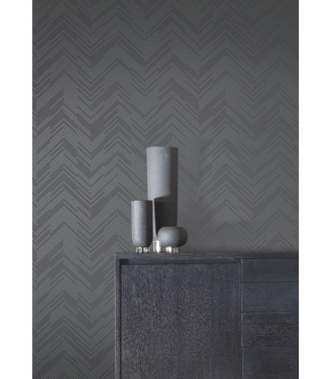 MD7226 - Charcoal and Silver Polished Chevron Wallpaper- Modern Metals 2