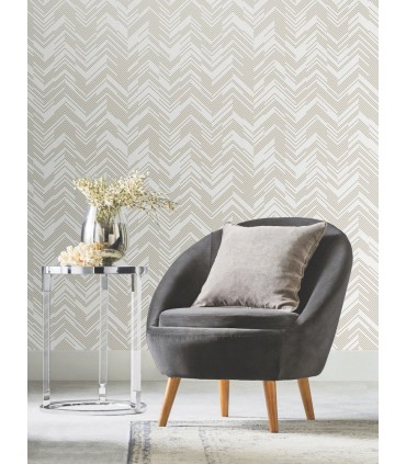 MD7222 - White and Gold Polished Chevron Wallpaper- Modern Metals 2