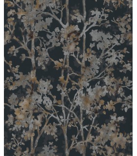 NW3580 - Black & Multi Shimmering Foliage Wallpaper-Modern Metals 2