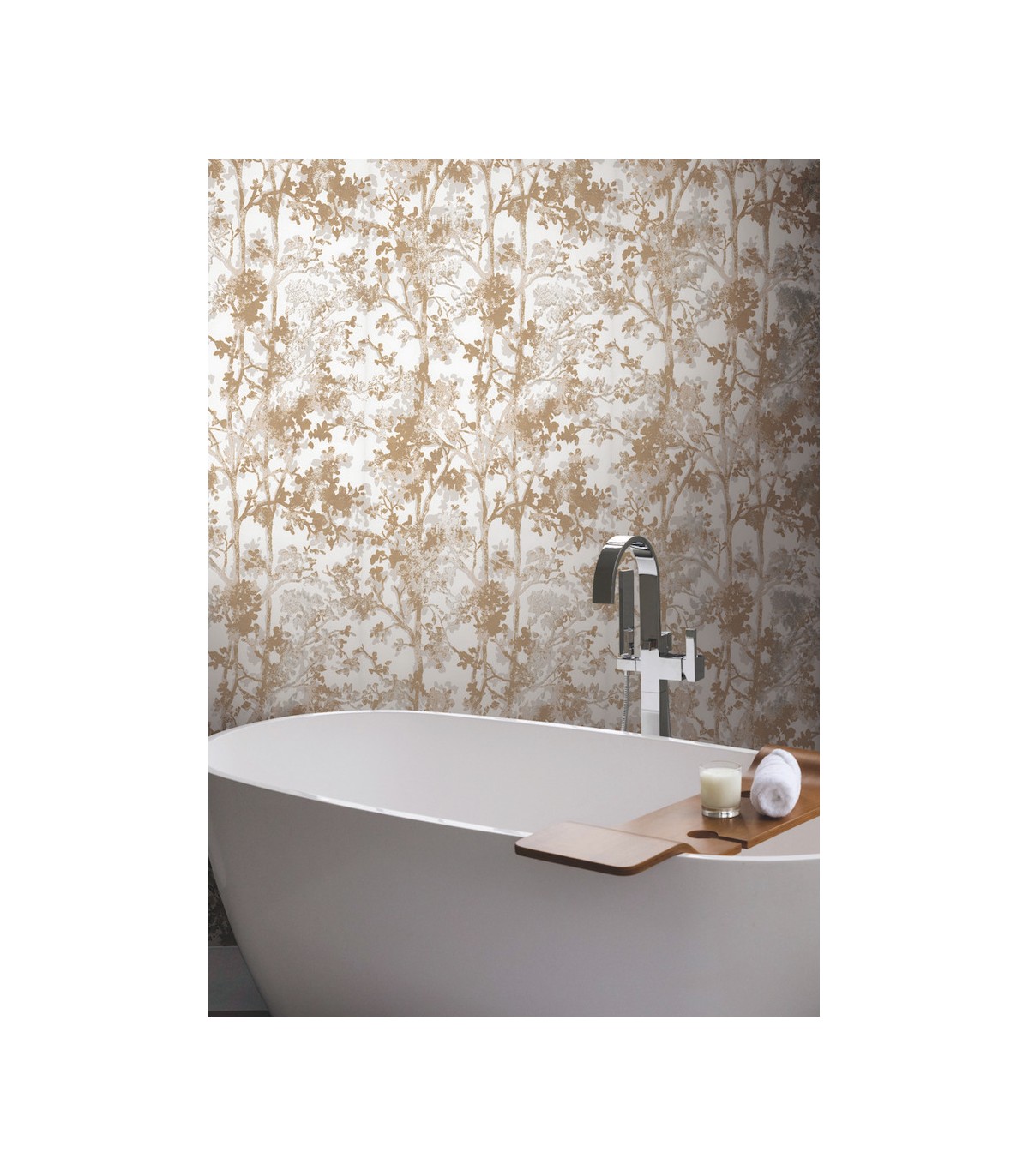 NW3583 - White & Gold Shimmering Foliage Wallpaper-Modern NW3583 - White & Gold Shimmering Foliage Wallpaper-Modern