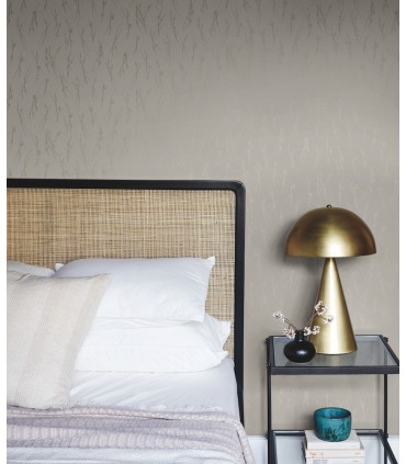 MD7191 - Grey and Gold Sprigs Wallpaper- Modern Metals 2