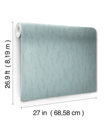 MD7193 - Blue and Silver Sprigs Wallpaper- Modern Metals 2