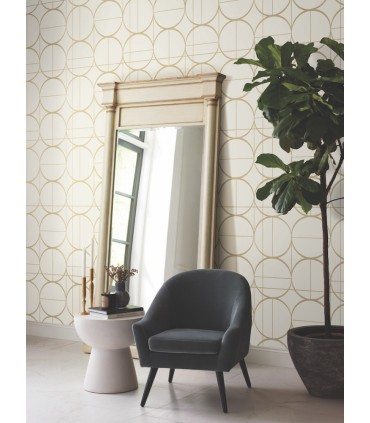 MD7202 - Cream and Gold Sun Circles Wallpaper- Modern Metals 2