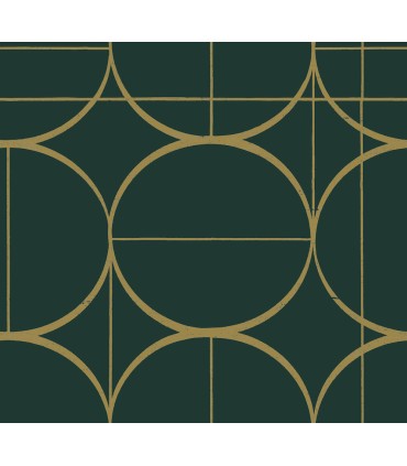 MD7203 - Emerald and Gold Sun Circles Wallpaper- Modern Metals 2