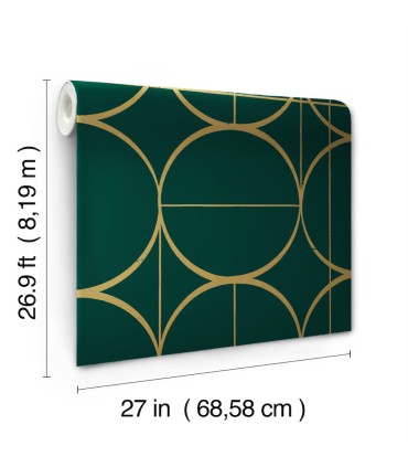 MD7203 - Emerald and Gold Sun Circles Wallpaper- Modern Metals 2