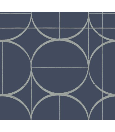 MD7204 - Blue and Silver Sun Circles Wallpaper- Modern Metals 2