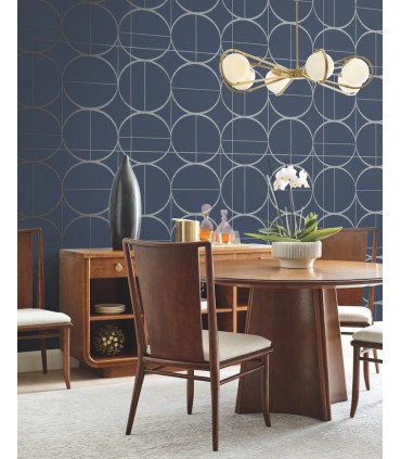 MD7204 - Blue and Silver Sun Circles Wallpaper- Modern Metals 2