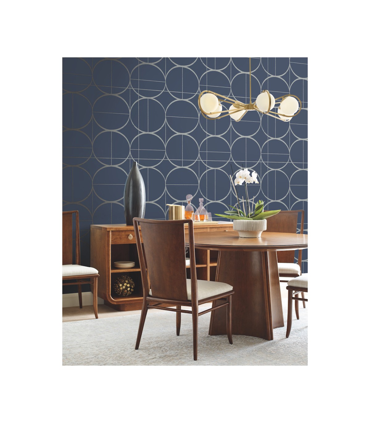 MD7204 - Blue and Silver Sun Circles Wallpaper- Modern Metals 2 MD7204 - Blue and Silver Sun Circles Wallpaper- Modern Metals 2